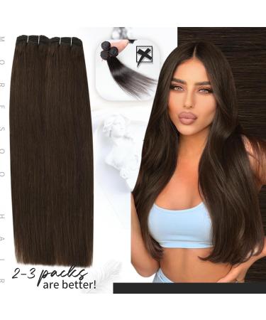 Moresoo Weft Hair Extensions Brown Human Hair Weft Dark Brown Sew in Hair Extensions 22 Inch 100g/Pack #4 22 Inch(Pack of 1) WEFT #4 - Buy Online on GoSupps.com