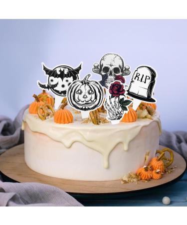 LEBERY 24Pcs Halloween Cupcake Toppers Halloween Cake Picks Tombstones Pumpkin Skull Bat Cupcake Food Picks Horror Halloween Cupcake Decorations Cake Topper for Halloween Theme Party Supplies - Buy Online on GoSupps.com