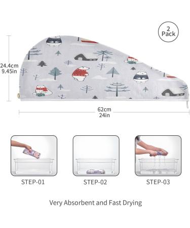 Cute Cartoon Polar Bear Dry Hair Cap & Quick Drying Towel Set | Super Absorbent Soft & Comfortable | Perfect for Home & Travel - Buy Online on GoSupps.com