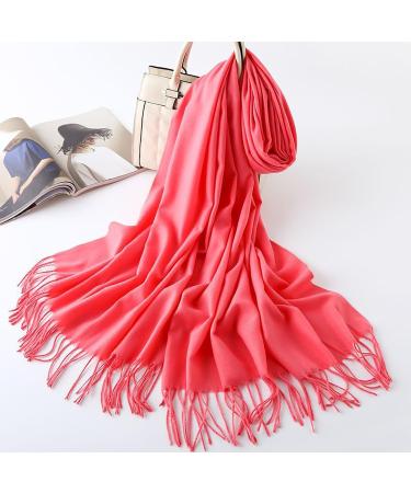 Shop Hanxiulin Women's Warm Autumn Scarves - Stylish Black Buttoned & Versatile Watermelon Red Cashmere Neck Wraps for Every Season - Buy Online on GoSupps.com