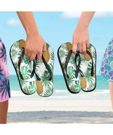 Mnsruu Flip-Flops with Pineapple Palm Motif | Multi-Colored Comfort for Home Hotel Spa & Travel | Size L for Men & Women - Buy Online on GoSupps.com