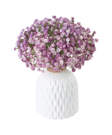 JUSTOYOU 10 Pcs Babys Breath Artificial Flowers, Purple Artificial Flower, Fake Gypsophila Real Touch Flowers for Wedding Party Home Garden Decoration (Purple,Not Include vase)