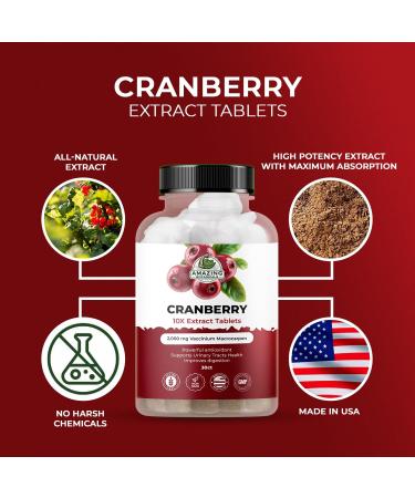 Amazing Botanicals Cranberry 10X Extract Tablets 2 000 mg 30ct - UTI Support Supplements for Women & Men - Highly Extract Formula with Vitamin C Vitamin E & Powerful Antioxidant for Immune Support - Buy Online on GoSupps.com