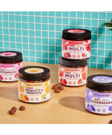 Llama Naturals Multivitamin for Men Vegan Organic Gummies with Vitamin D C and K Men's Real Fruit Gummy Vitamins Cherry and Strawberry 120 Ct - Buy Online on GoSupps.com