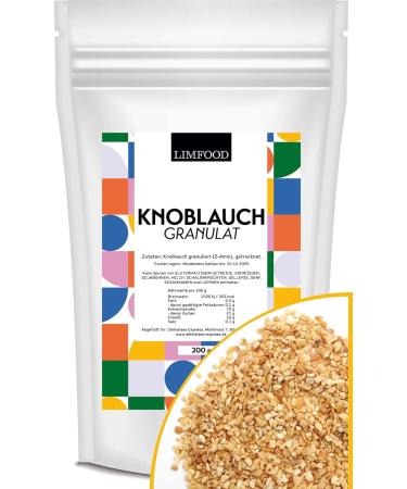 Limfood 200g Dried Granulated Garlic - Coarse Chopped Garlic Pieces for Easy Dosing | International Shipping Available - Buy Online on GoSupps.com