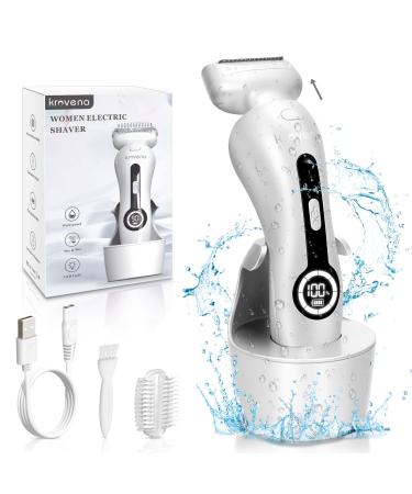 Electric Shaver for Women Best Electric Razor for Womens Bikini Legs Underarm Public Hairs Rechargeable Trimmer with Detachable Head Cordless Wet Dry Use White