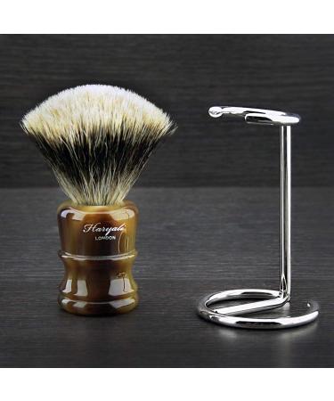 Luxury Silberspitze Badger Shaving Brush & Stainless Steel Rack | Premium Horn Handle | High-Quality Bristles for Ultimate Shaving Experience - Buy Online on GoSupps.com