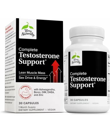 Terry Naturally Complete Testosterone Support - Energy Supplement for Exercise Recovery - Male Hormonal Balance Support - Vegan - 30 Capsules (30 Servings)