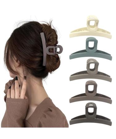 Hair Claw Clips 4.33 Inch Nonslip Large Hair Clips for Women and Girls 5 Colors Strong Hold Matte Hair Accessory for Thick Thin and Other Hair Types Square