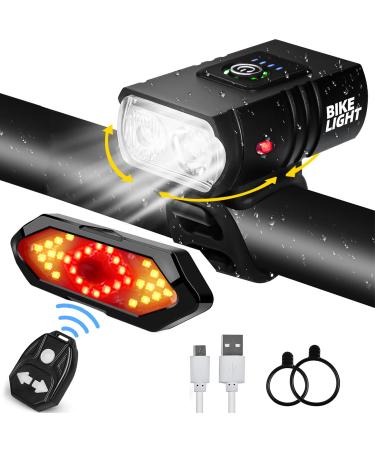 Bike Lights Set, USB Rechargeable Bicycle Light Front & Back, 1000 Lumen Bicycle Headlight and Rear Taillight with Turn Signal & Horn, Waterproof and 5+6 Lighting Modes for Night Cycling Road Mountain