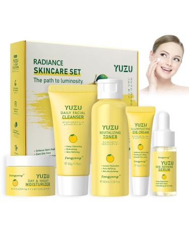 Fengyang Skin Moisturizing Kit Natural YuZu Moisturizing Set 5 in 1 Skin Care Set Long-Lasting Moisturizing Skin Care Set