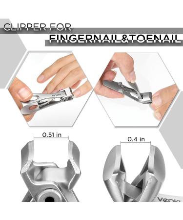 Vepkuso Nail Clippers for Seniors Wide Jaw Fingernail Clippers and Angled Head Toenail Clippers for Thick Nail Stainless Steel Professional Nail Cutter with File for Men Women&Pregnant Sliver - Buy Online on GoSupps.com