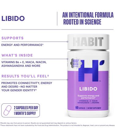 Habit Libido Supplement - Natural Aphrodisiac with Maca Ashwagandha & L-Arginine | Vegan Non-GMO 60 Capsules | Boost Energy & Performance - Buy Online on GoSupps.com