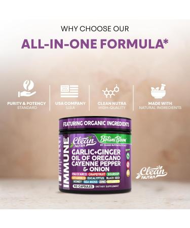 Clean Nutra Garlic Ginger Oil of Oregano Cayenne Pepper Grapefruit Soursop Black Cumin Sea Moss Black Pepper Vitamin C and Zinc VIT C Detox Gut Health Black Seed Cleanse 90 Vegan Capsules - Buy Online on GoSupps.com