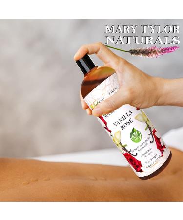 Vanilla Rose Massage Oil - 8 oz | For Men & Women | Nourishing Skin | By Mary Tylor Naturals - Buy Online on GoSupps.com