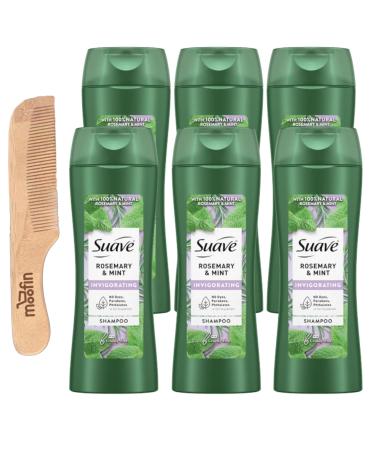 Rosemary Mint Shampoo with Moofin Wooden Comb - Sulfate-Free Clarifying and Gentle on Color-Treated Hair 12.6 fl oz Pack of 6