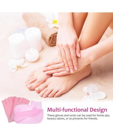 JECOMPRIS Moisturizing Gloves and Fingerless Socks Set Pink Gel Spa for Soften Repairing Dry Cracked Hands Feet Skin Care with Essential Oils lotions - Buy Online on GoSupps.com