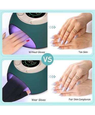 2 Pairs Women's Anti-UV Fingerless Gel Manicure Gloves - Black Hand Protection for Nail Design & Drying - One Size - Buy Online on GoSupps.com