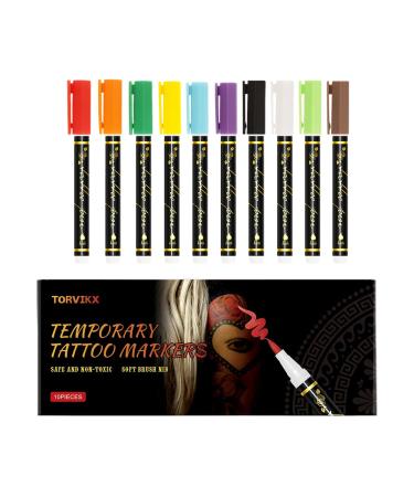 Gazocua Skin Pencil - 10 Colors Skin-Friendly Face Paint - Creative Skin Marker Pen | For Teens Adults Birthday Party Cosplay Festival Makeup Game