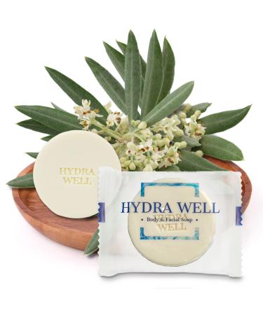 HYDRA WELL 1 OZ (50 Pack) Bar Soap Round | Bulk Hotel Travel size| Wholesale Face Body & Bath Amenities | Individually Wrapped Toiletries Hotel Airbnb Vacation Rentals Guest Room Charity Donation