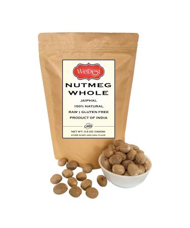 WeDesi Nutmeg Whole 3.5oz (100gm) Jaiphal Natural Gluten Friendly Vegan Indian Origin Myristica fragrans