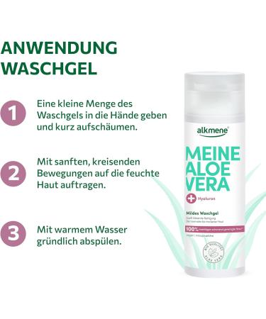  Alkmene alkmene Gentle Facial Cleansing Gel Aloe Vera with Hyaluronic Acid 200ml - Vegan Face Wash for Normal & Dry Skin - Facial Cleansing Gel - 6 Pack - Buy Online on GoSupps.com
