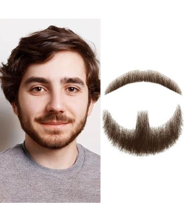 Realistic Human Hair Fake Mustache Beard Goatee - Brown | Entertainment Drama Party Movie Prop - Buy Online on GoSupps.com