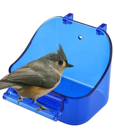 Bird Bath for Cage Bird Bath Box Bird Bath Tub Bird Box Parrot Bath Tub Shower Box Bird Cage Accessory Supplies for Little Bird Canary Budgerigar Parrots Crested Myna Cockatiel Lovebird Blue (blue)