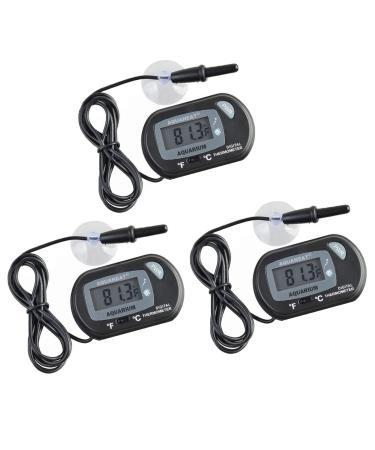 AQUANEAT 3 Pack Aquarium Thermometer, Reptile Thermometer, Fish Tank Thermometer, Digital Thermometer, Terrarium Water Temperature Test, with Large LCD Display