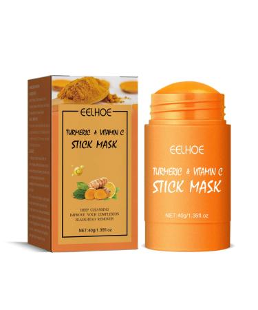 Turmeric Facial Clay Stick Mask Organic Vitamin C Purifying Clay Mask Acne & Blackhead Remover Skin Tightening & Pore Filler for Men & Women