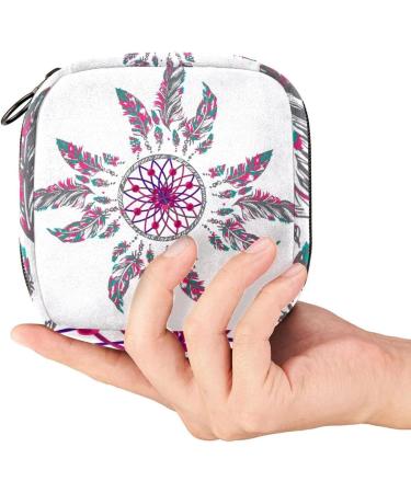 Colorful Dream Catcher Menstrual Bag with Zipper - Ladies Napkin & Tampon Collection Bag for Women and Girls - Buy Online on GoSupps.com