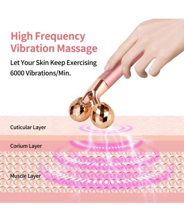2-in-1 Electric Face Massager Roller | 24k Rose Gold 3D Roller | Crescent Shape Facial Roller Kit for Arm, Eye, Nose | Skin Care Tools - Buy Online on GoSupps.com