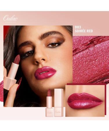 Oulac Diamond Lustre Lipstick - Vegan Long-Lasting & Highly Pigmented Soir e Red D03 | International Shipping Available - Buy Online on GoSupps.com