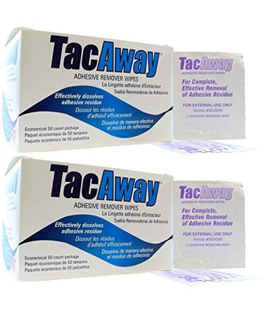 Tacaway Adhesive Remover Wipes - 50 per Box - 2 Pack