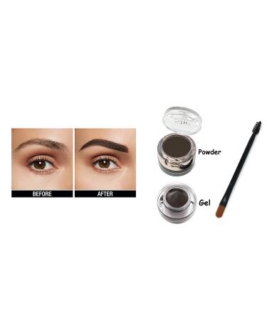 DEALPLUSDEAL S.he Eyebrow Powder and Gel - Long-Lasting Smudge-Proof Eye Brow Makeup in Brown - Buy Online on GoSupps.com