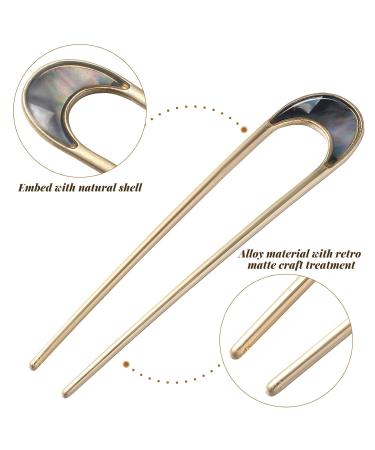 Lurrose 2pcs U Shaped Hair Stick - Retro Metal Hair Forks & Stylish Hair Accessories for Women | Assorted Shell Colors - International Shipping - Buy Online on GoSupps.com