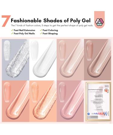 Saviland 8 Colors Poly Nail Gel Kit Poly Nail Extension Gel Pink Series with Base & Top Gel 36W U V LED Light Basic Nail Tools All-in-one French Manicure Starter Nail Kit for Home DIY 3A-7 Colors Poly Gel Nail Kit with Nail Drill - Buy Online on GoSupps.com