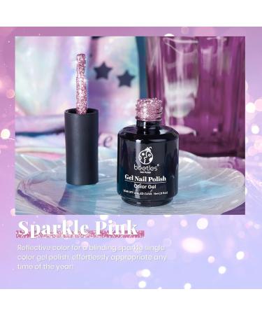 Beetles Pink Glitter Reflective Gel Nail Polish 15ML - Salon Quality, Soak Off, DIY Manicure - R-Sparkle Pink - Buy Online on GoSupps.com