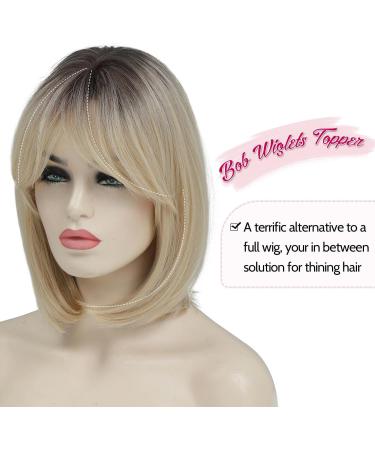 Morichy Large Base Ombre Blonde Hair Topper 12 Inch for Thinning Hair - Synthetic Wiglets for Women - Mix Blonde with Dark Root - Buy Online on GoSupps.com
