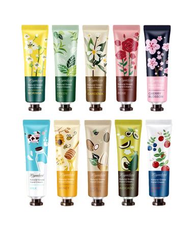 BONNIESTORE 10 Pack Plant Fragrance Hand Cream, Moisturizing Hand Care Cream Travel Gift Set With Natural Aloe And Vitamin E For Women Bridesmaid-30ml Almond