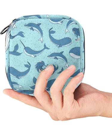 Shop Women's Bands Storage Bag & Menstrual Cup Pocket - Big Capacity Makeup Organizer with Whales Mermaids & Dolphins Designs - Buy Online on GoSupps.com