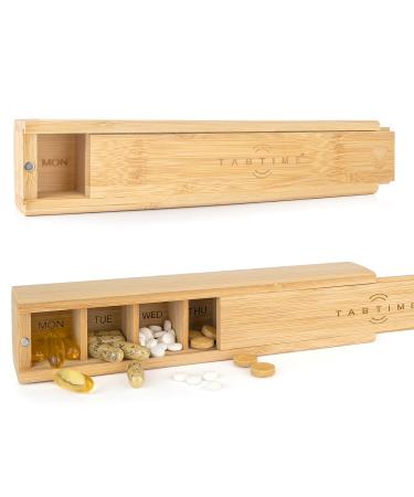 Bamboo Weekly Pill Organizer 7 Day Tablet Organizer Perfect as a Vitamin or Supplement Organizer