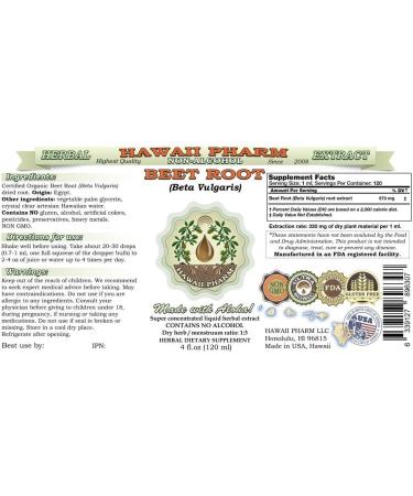 Organic Beet Root Alcohol-Free Liquid Extract - 2 oz Glycerite Formula - HawaiiPharm - Buy Online on GoSupps.com