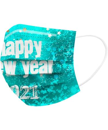 2021 Happy New Years Print Adult Disposable Christmas Facemask 3Ply Breathable Cloth Face_Masks 10PCS - Fits Men and Women Green-10pc - Buy Online on GoSupps.com