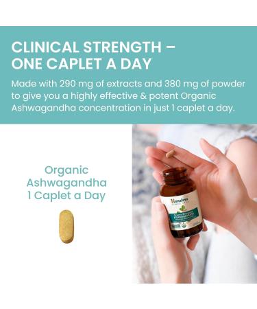 Himalaya Organic Ashwagandha 60 Caplets 2 Month Supply USDA Certified Organic Non-GMO Gluten Free Supplement 100% Ashwagandha Powder & Extract 670 mg - Buy Online on GoSupps.com