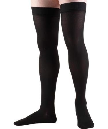 Truform 30-40 mmHg Compression Stockings for Men & Women - Thigh High Closed Toe Dot-Top Black Small (Pack of 2) - International Shipping Available - Buy Online on GoSupps.com
