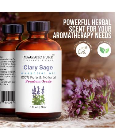Buy MAJESTIC PURE Clary Sage Essential Oil - Premium Grade Aromatherapy & Massage Oil - 1 fl oz - Pure & Natural - Buy Online on GoSupps.com