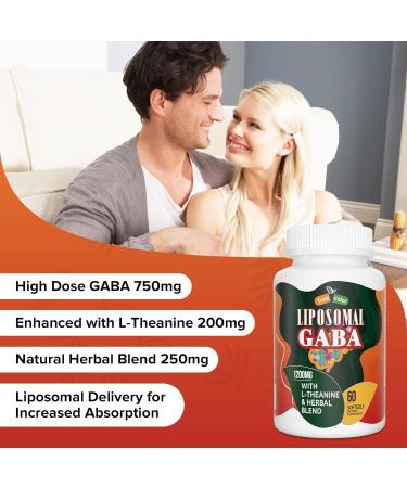 Trasicolor Liposomal GABA with L-Theanine 1200mg - High Absorption GABA Complex with Ashwagandha Chamomile Tart Cherry - 60 Softgels - Buy Online on GoSupps.com