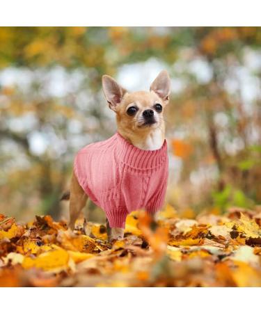 Warm Turtleneck Dog Sweater for Small Dogs & Cats - Classic Knitting Winter Puppy Clothing - Pink XXL - Buy Online on GoSupps.com