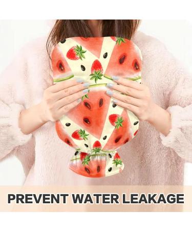Hot Water Bottle with Watermelon & Strawberry Cover | 2L BPA Free Relief for Pain | Large Hot Water Bag for Bed Hands & Feet - Buy Online on GoSupps.com